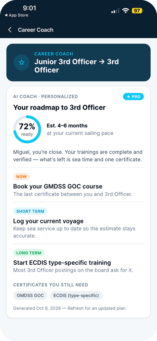 Seafarr app — step 2: Read your roadmap.