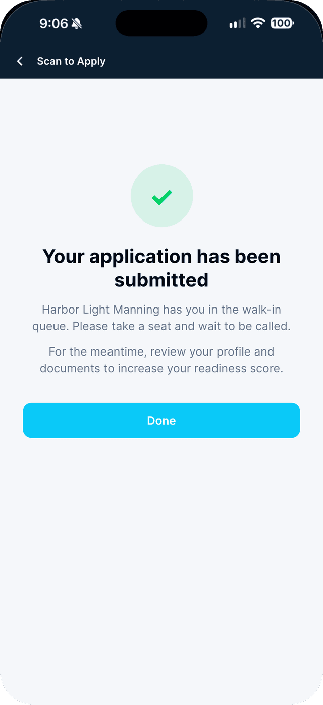 Seafarr app — step 4: Take a seat.